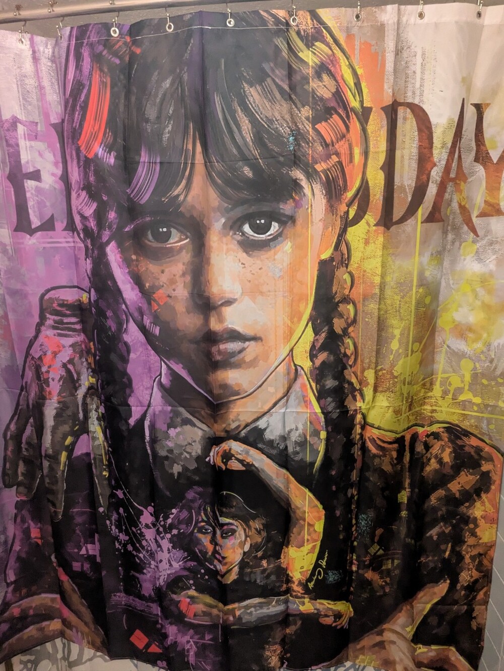 Wednesday Addams Jenna Ortega Netflix Shower Curtain Gothic Art 60x70